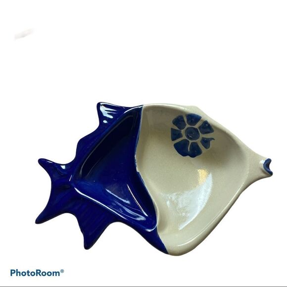 COCHE STONEWARE~Fish Shape Dish~BLUE stone ware - Picture 11 of 11